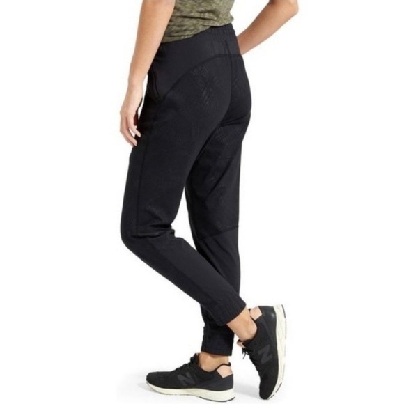 Athleta Mixed Media Patterned Jogger Tech Pants Style 591354 Black‎ S - Picture 9 of 10